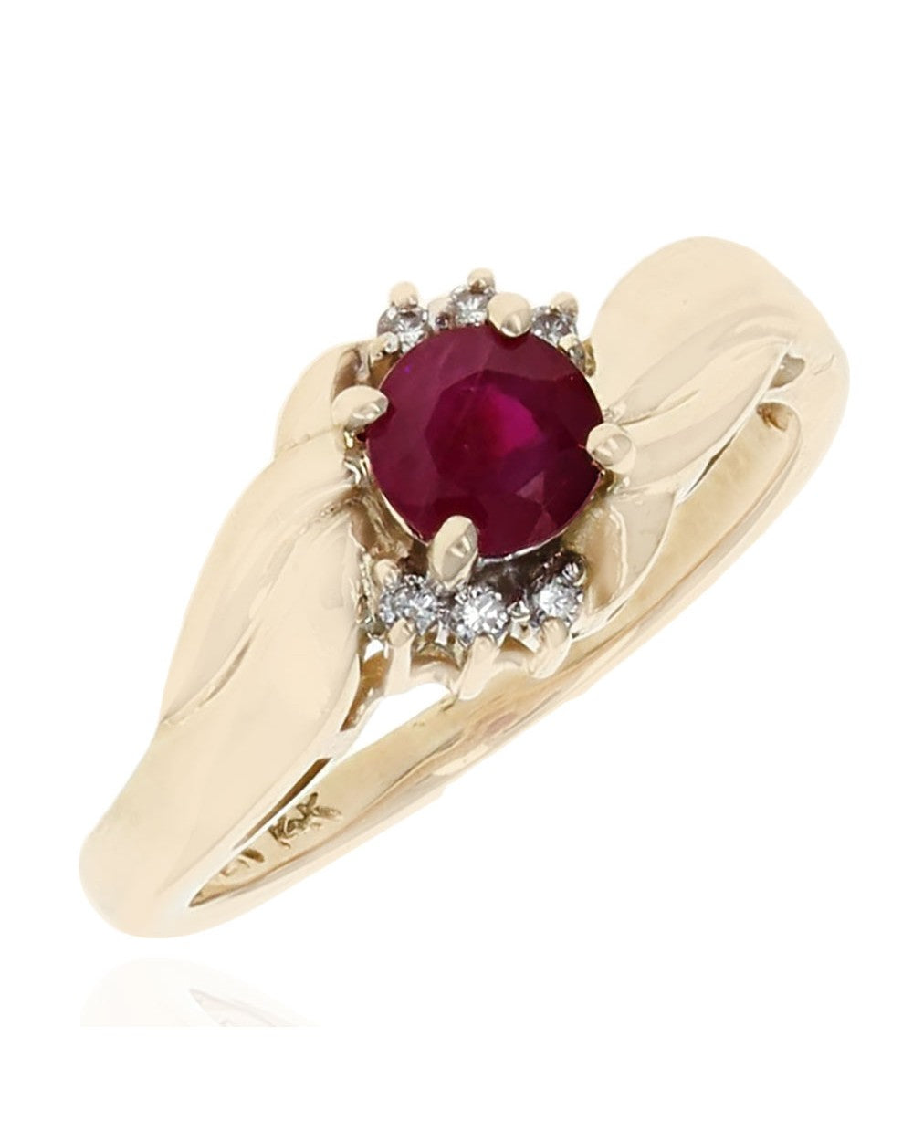 Ruby and Diamond Fluted Ring