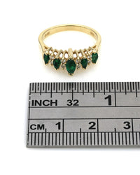 Alternating Emerald and Diamond Ring in Yellow Gold
