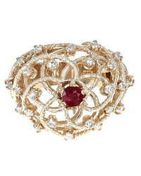 Ruby and Diamond Lattice Dome Ring