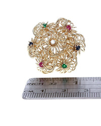 Wire Flower Dome Ring With Mixed Gemstones