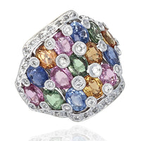 Multi Color Sapphire and Diamond Fashion Ring