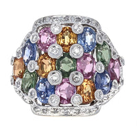 Multi Color Sapphire and Diamond Fashion Ring