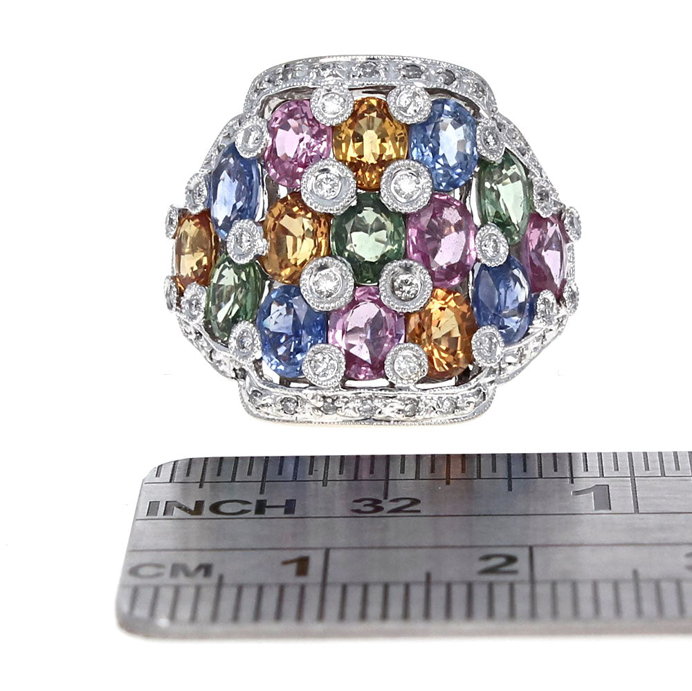 Multi Color Sapphire and Diamond Fashion Ring