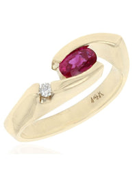 Ruby and Diamond Bypass Ring
