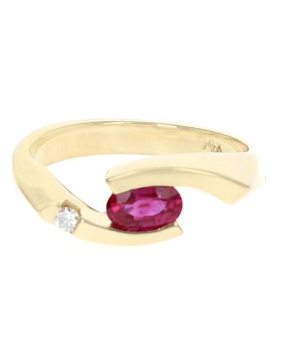 Ruby and Diamond Bypass Ring