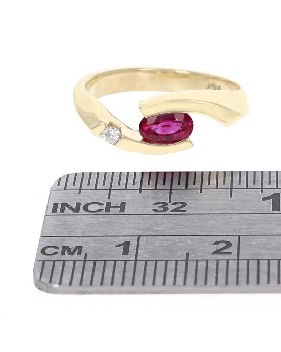 Ruby and Diamond Bypass Ring