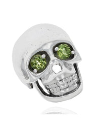 Peridot Skull Ring in Sterling Silver