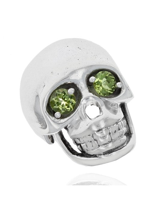 Peridot Skull Ring in Sterling Silver