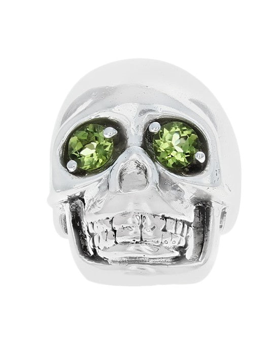 Peridot Skull Ring in Sterling Silver