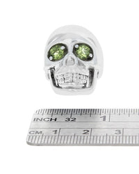 Peridot Skull Ring in Sterling Silver