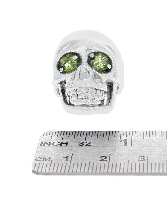 Peridot Skull Ring in Sterling Silver