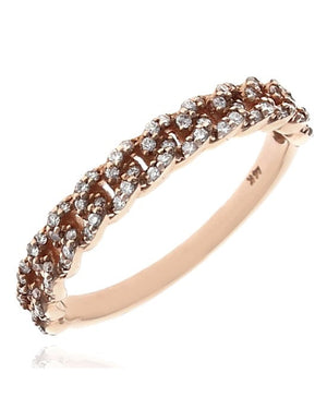 Diamond Curb Chain Ring in Yellow Gold