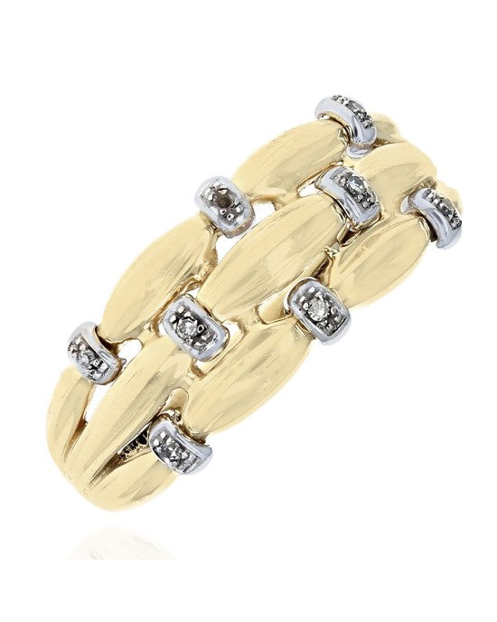 3 Row Diamond Station Open Ring