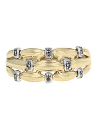 3 Row Diamond Station Open Ring