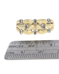 3 Row Diamond Station Open Ring