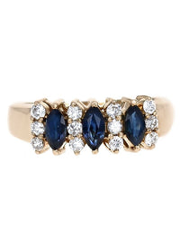 Alternating Diamond and Sapphire Ring in Gold