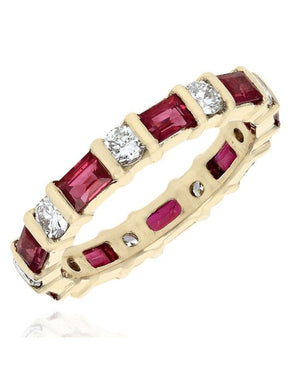 Alternating Ruby and Diamond Eternity Band