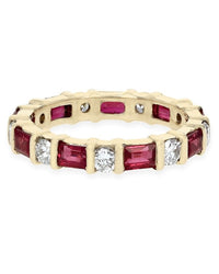 Alternating Ruby and Diamond Eternity Band