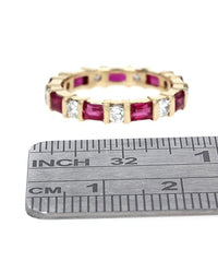 Alternating Ruby and Diamond Eternity Band