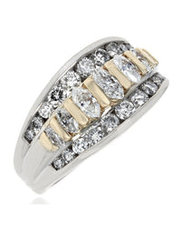 Bar Set Marquise and Round Diamond Ring