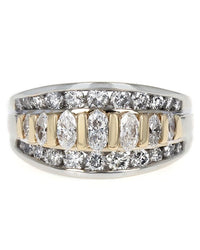Bar Set Marquise and Round Diamond Ring