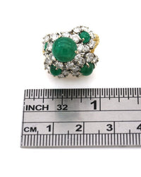 Emerald and Diamond Cluster Ring