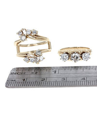 Diamond Scroll Accent Wedding Set in Yellow Gold