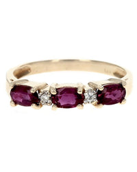 Alternating Sapphire and Diamond Ring in Yellow Gold