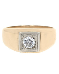 Gentlemen's Diamond Solitaire Ring in White and Yellow Gold