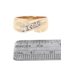3 Stone Diamond Crossover Ring in Yellow Gold