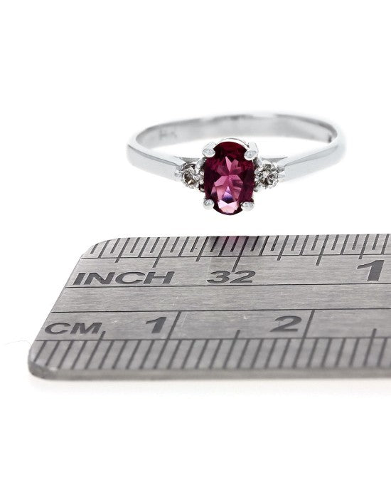 Pink Tourmaline and Diamond Accent Ring in White Gold