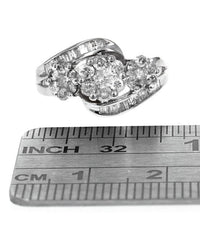 3 Station Diamond Bypass Ring in White Gold