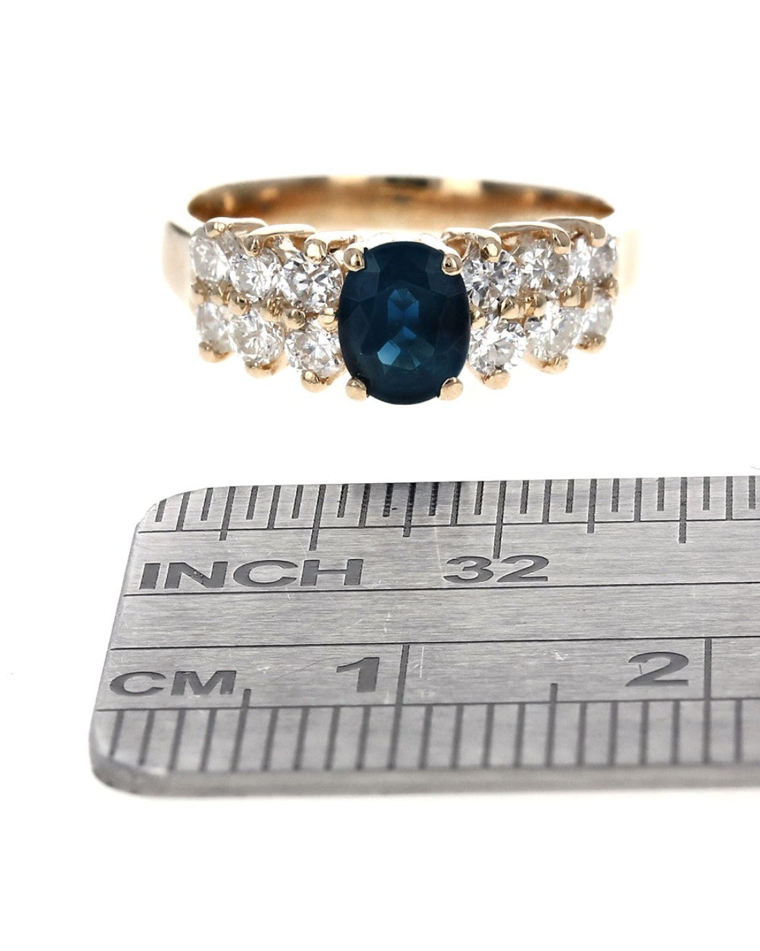 Blue Sapphire and Diamond Accent Ring in Yellow Gold