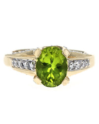 Peridot and Diamond Crossover Shank Ring