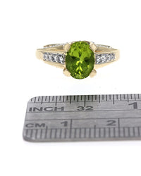 Peridot and Diamond Crossover Shank Ring
