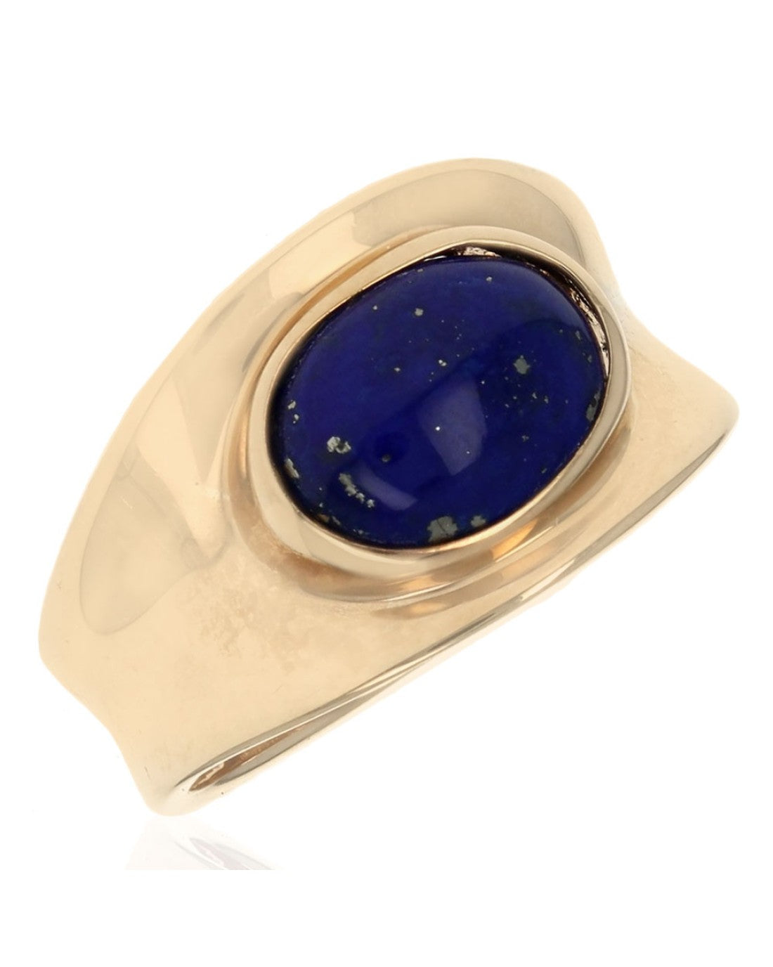 Oval Lapis Cabochon Concave Shank Ring