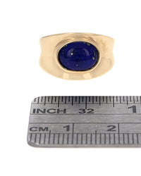 Oval Lapis Cabochon Concave Shank Ring