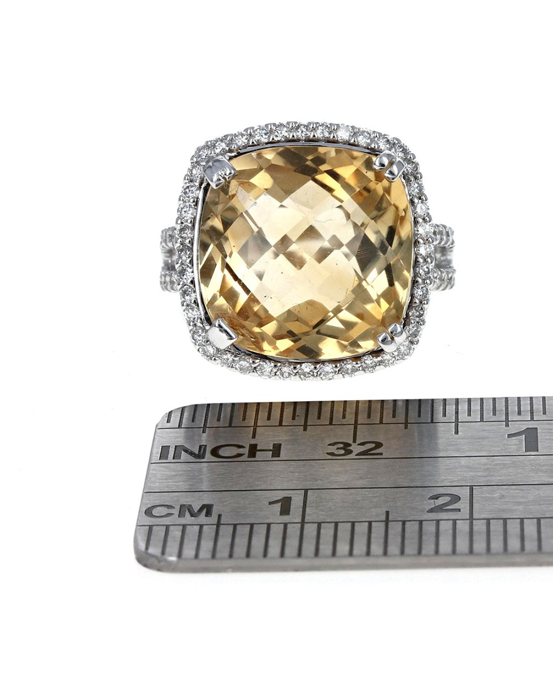 Citrine Cushion Diamond Halo Ring