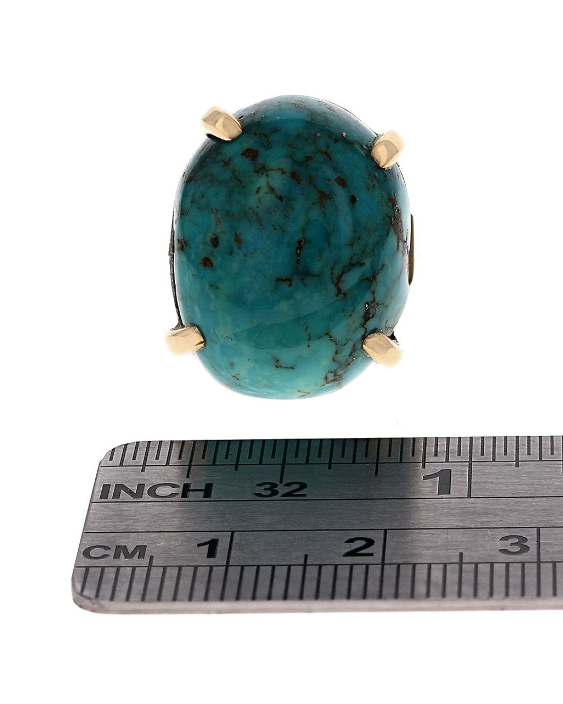 Large Oval Turquoise Ring in Yellow Gold