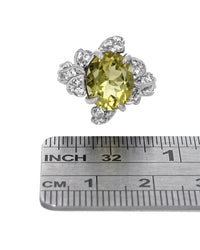 Lemon Quartz and Diamond Flower Ring