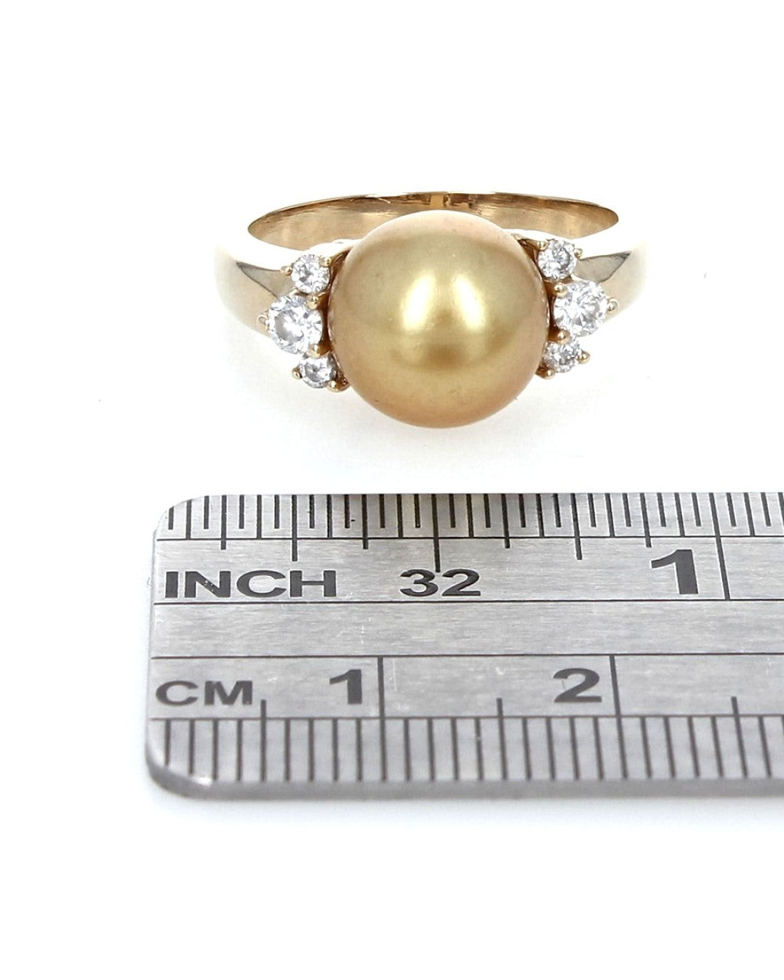 Golden South Sea Pearl and Diamond Ring