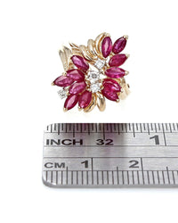 Ruby and Diamond Accent Cluster Ring