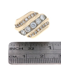 3 Row Diamond Bypass Ring in Yellow Gold