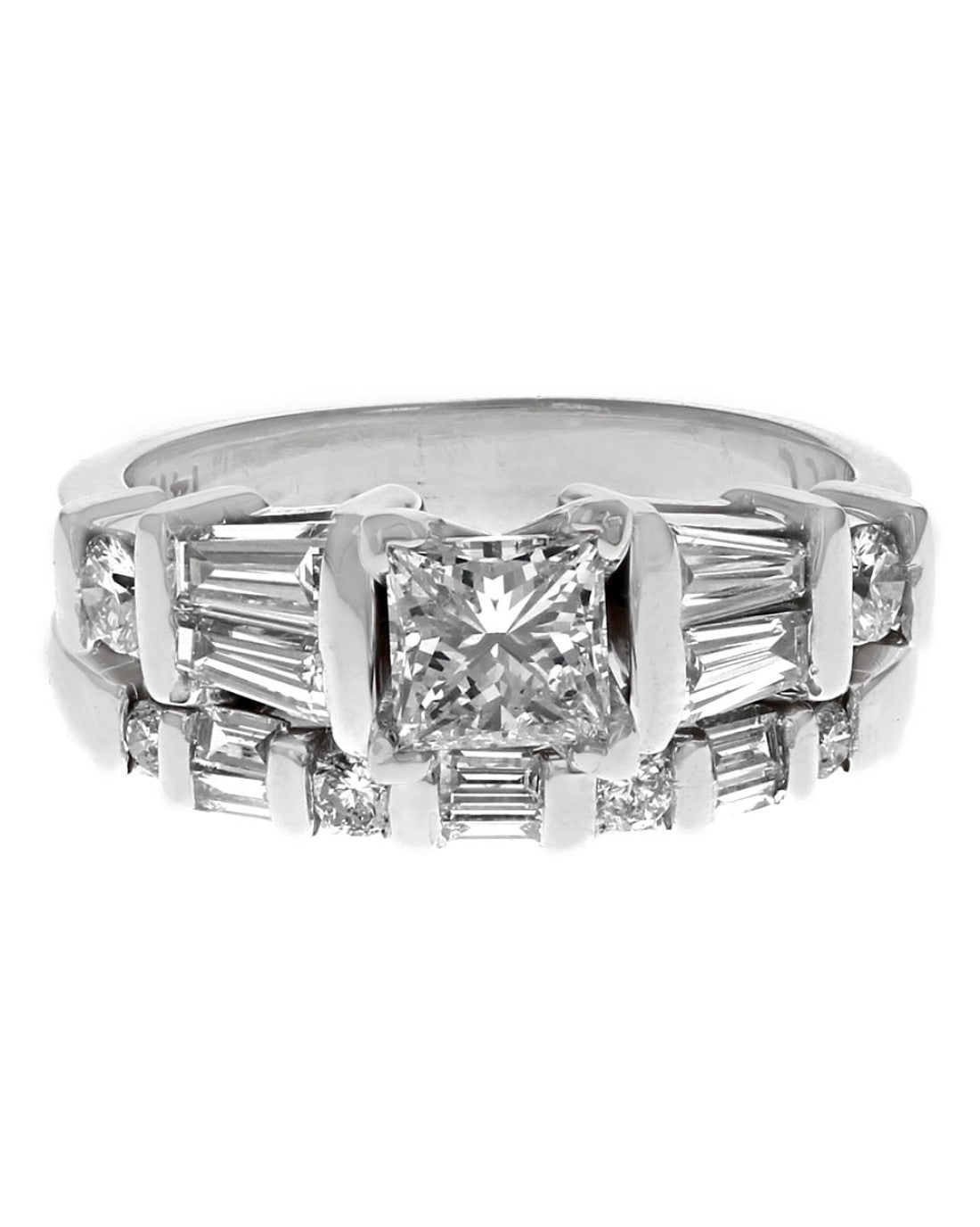 Mixed Cut Diamond Wedding Set in White Gold