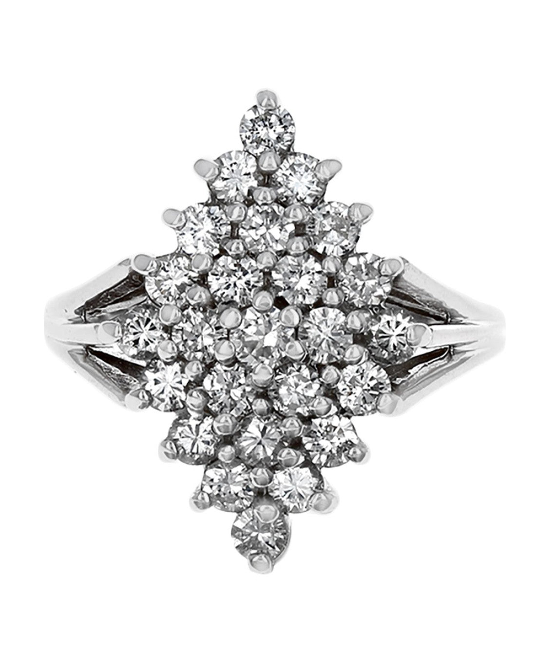 Diamond Shaped Diamond Cluster Ring