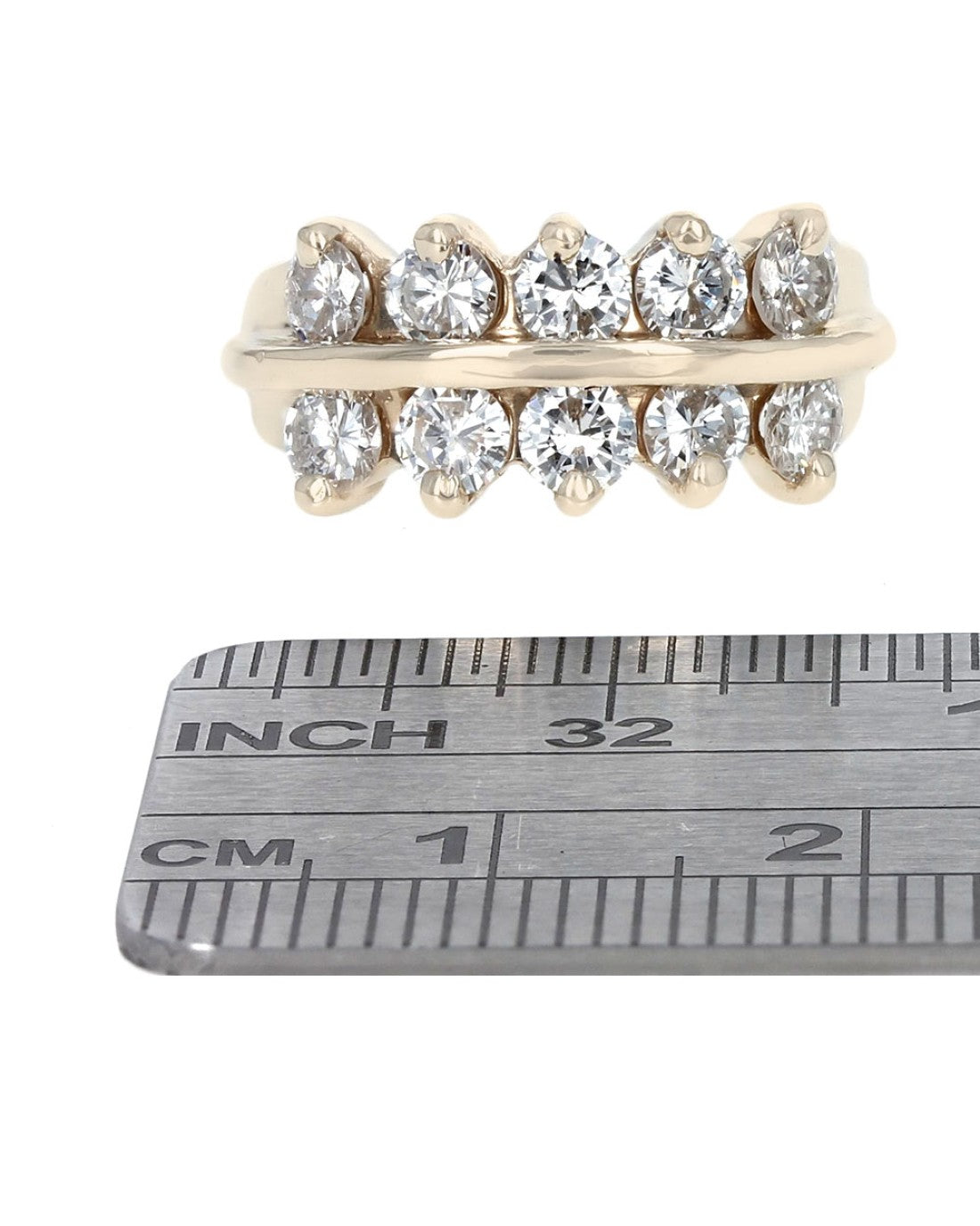 2 Row Diamond Ring in Yellow Gold