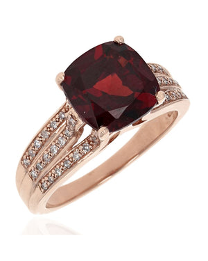 Pyrope Garnet and Diamond Accent Ring in Rose Gold