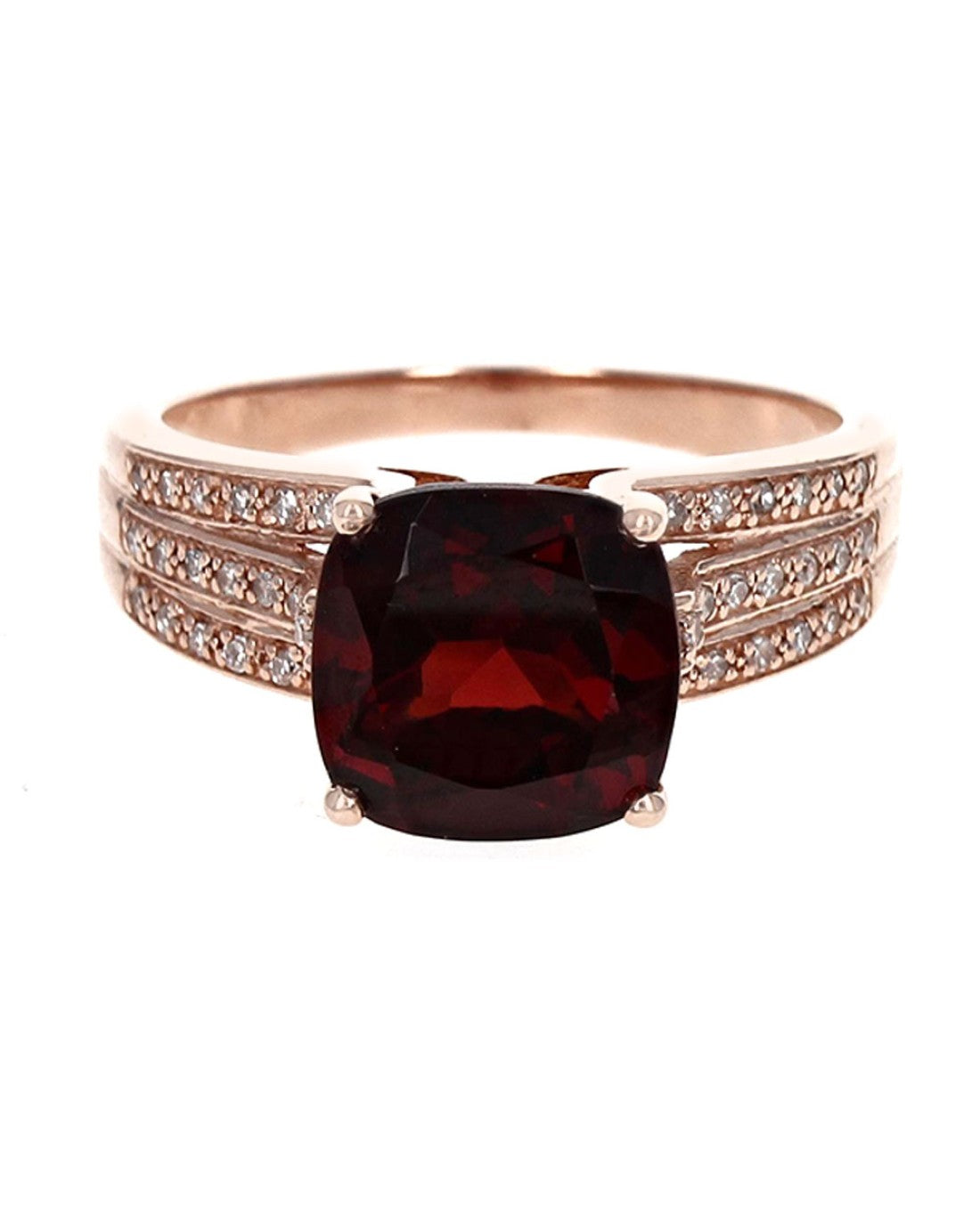 Pyrope Garnet and Diamond Accent Ring in Rose Gold
