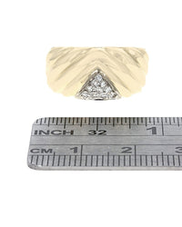 Pave Diamond Fluted Ring in White and Yellow Gold