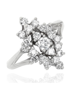 Diamond Marquise Shaped Cluster Ring in White Gold